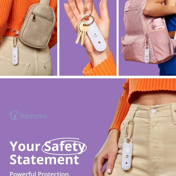 Vantamo Personal Alarm for Women, Extra Loud Double Speakers, Light Rose - Picture 3 of 7